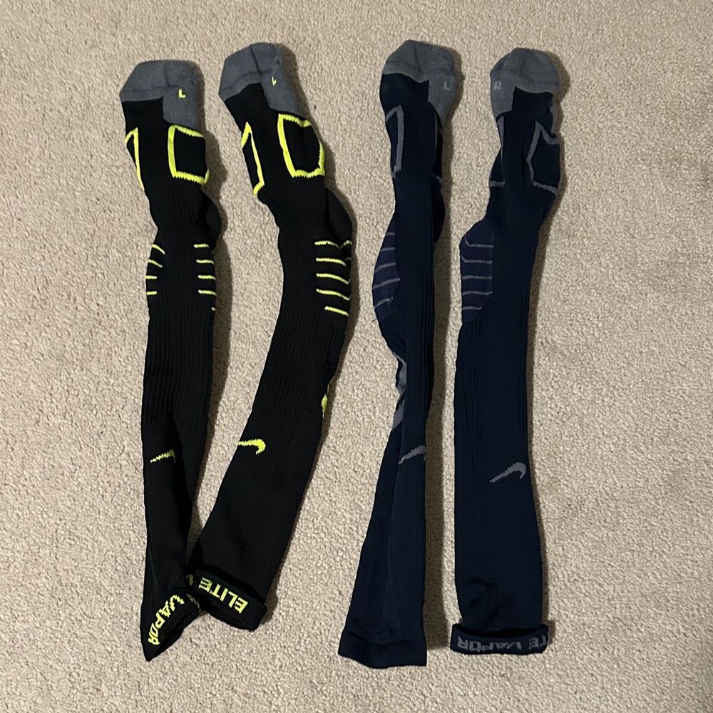 Nike Elite Crew Socks in Black and Navy with Neon Accents